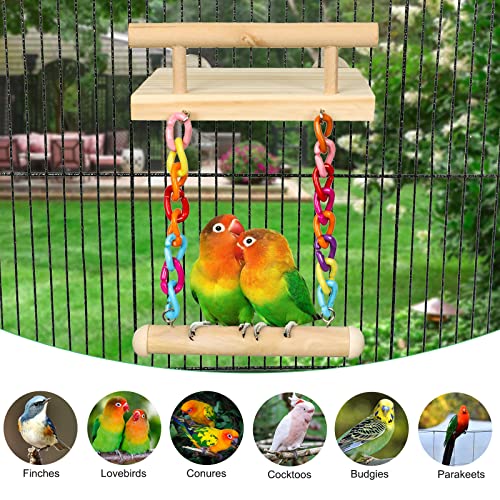 Image of FrgKbTm Bird Perches Cage Toys Parrot Wooden Platform Play Gyms Exercise Stands with Acrylic Wood Swing Ferris Wheel Chewing for Animals Green Cheeks, Baby Lovebird, Chinchilla, Hamster Budgie