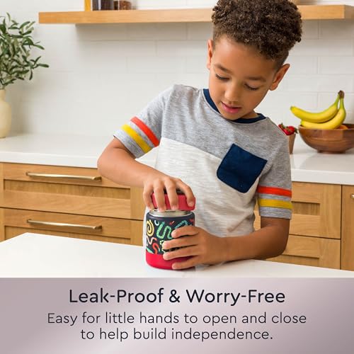 Image of Bentgo Kids Stainless Steel Leak-Proof Food Jar for Hot or Cold Food | 11 fl oz Double Insulated Container with Removable Silicone Bumper, Dishwasher Safe, Easy Open Lid, Ages 3+ (Sssnakes)