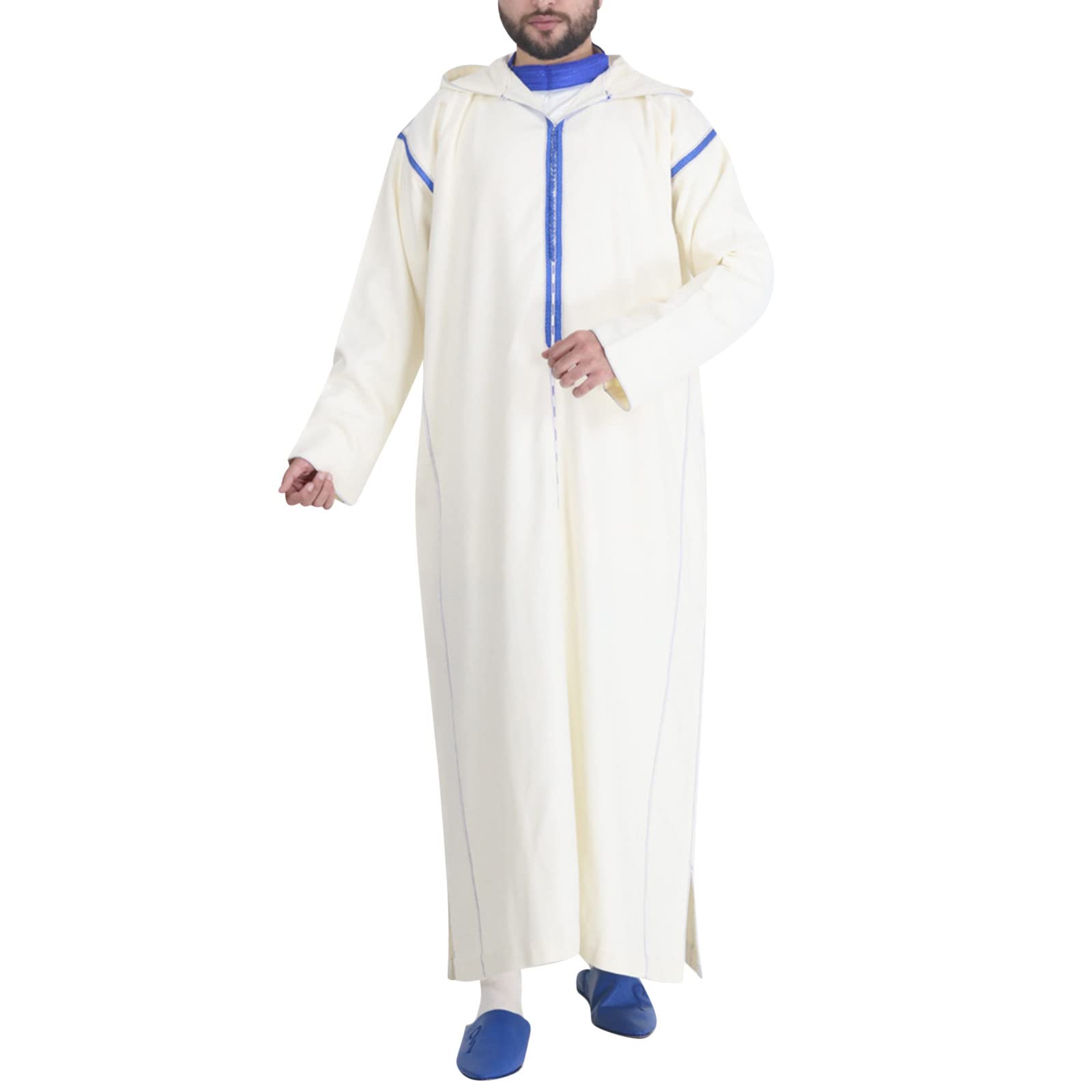COOFANINMens Kaftan Big and Tall 6XL Men Muslim Kaftan Thobe Muslim Men Clothes White Muslim Dress Men Thobes Men African Clothes Men and Women Sets UK Sales Clearance