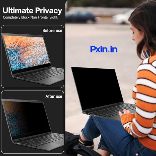 Image of PxIn 14 Inch (4:3) Laptop Privacy Screen | Digital EyeCare Filter | 99% UV (A /B /C) Block | Anti Glare | Side View Blocker | Adv. Laptop Privacy Protector