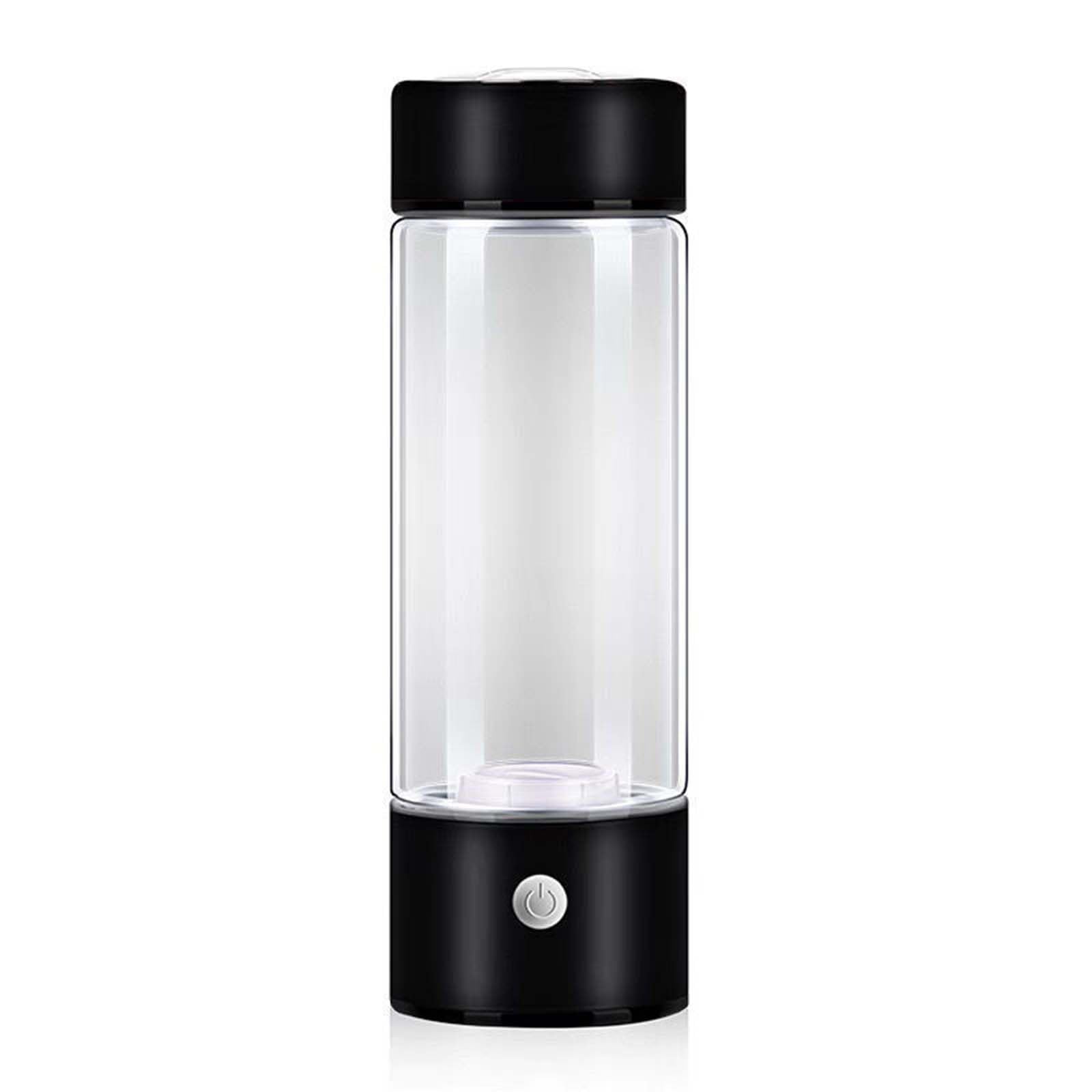 CMADJT Hydrogen Water Bottle Portable Hydrogen Water Generator Machine 420ml Healthy Hydration Hydrogen Rich Water Lonizer Cup for Home Travel Office Exercise, Up to 1800PPB,Black-420ML