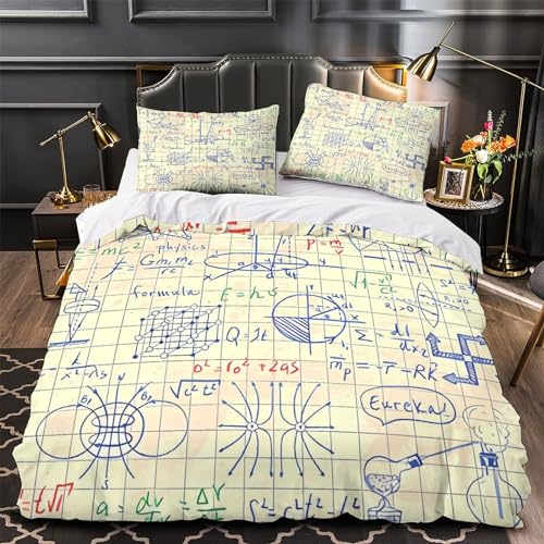 Housse de couette 3D calcul mathématique King parure de lit microfibre