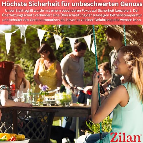 2in1 Elektro Grill Standgrill Tischgrill elektrisch 2.400 Watt - Elektrogrill für Balkon, Draußen & Drinnen mit Standfuß große Grillfäche Stufenloser Temperaturregler elektrischer BBQ Grill 5