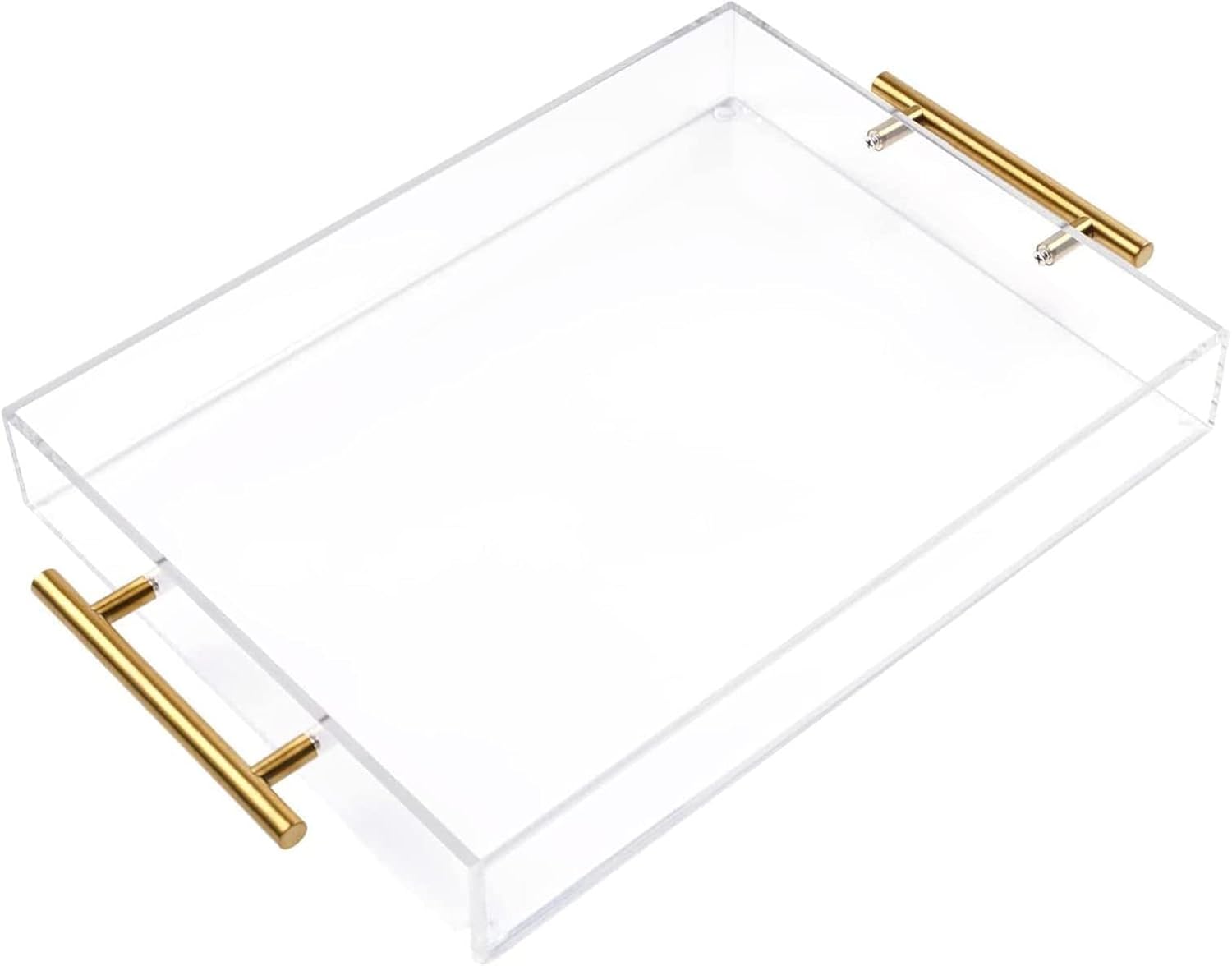 Clear Acrylic Serving Tray with Golden Handles 11"x14