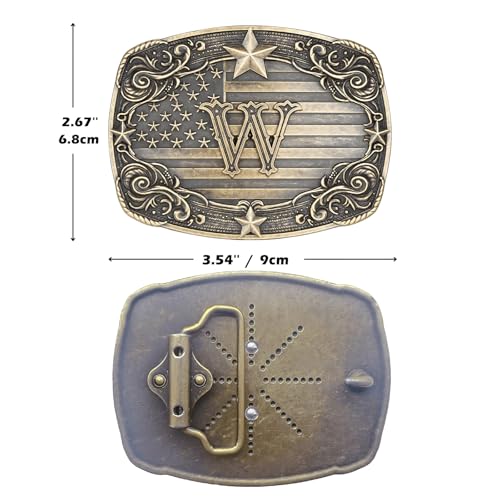 Image of Cowboy Belt Buckle for Men Vintage Western Rodeo Texas Initial Letter ABCDJMR to Z Belt Buckles