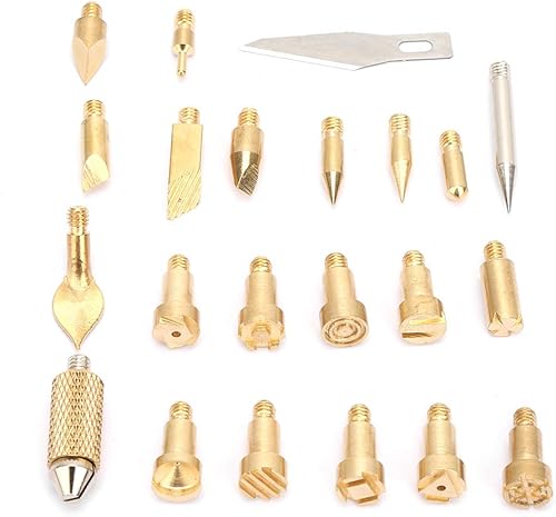 Punta de pluma de soldador, 22 puntas de latón para soldar, punta de pluma de combustión de madera, herramienta de soldadura pirográfica de 60 W,