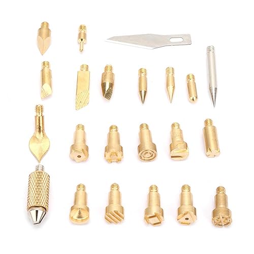 Punta de pluma de soldador, 22 puntas de latón para soldar, punta de pluma de combustión de madera, herramienta de soldadura pirográfica de 60 W,