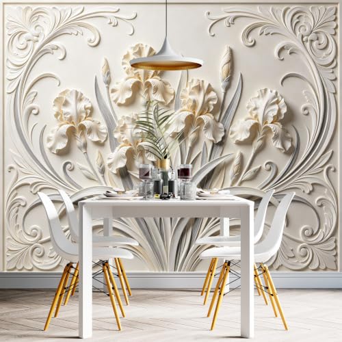 Papier peint autocollant effet 3D luxe intissé iris salon