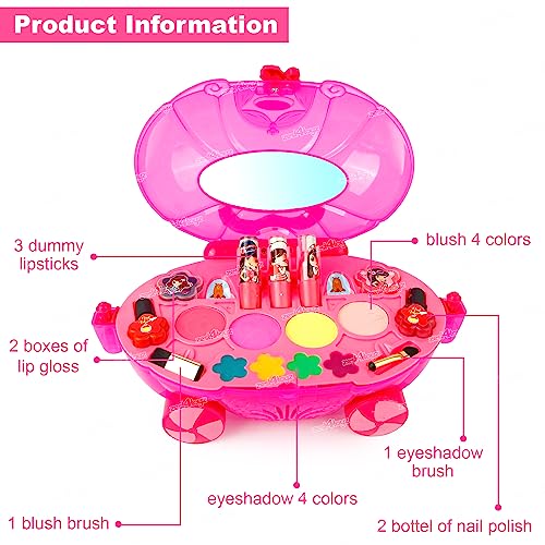 Image of Zest 4 Toyz Makeup Kit Set for Kids Makeup Kit for Girls Beauty Set for Girls Gift Items Birthday Pretend Play Toys for Kids Age 5 Years - (Pink)