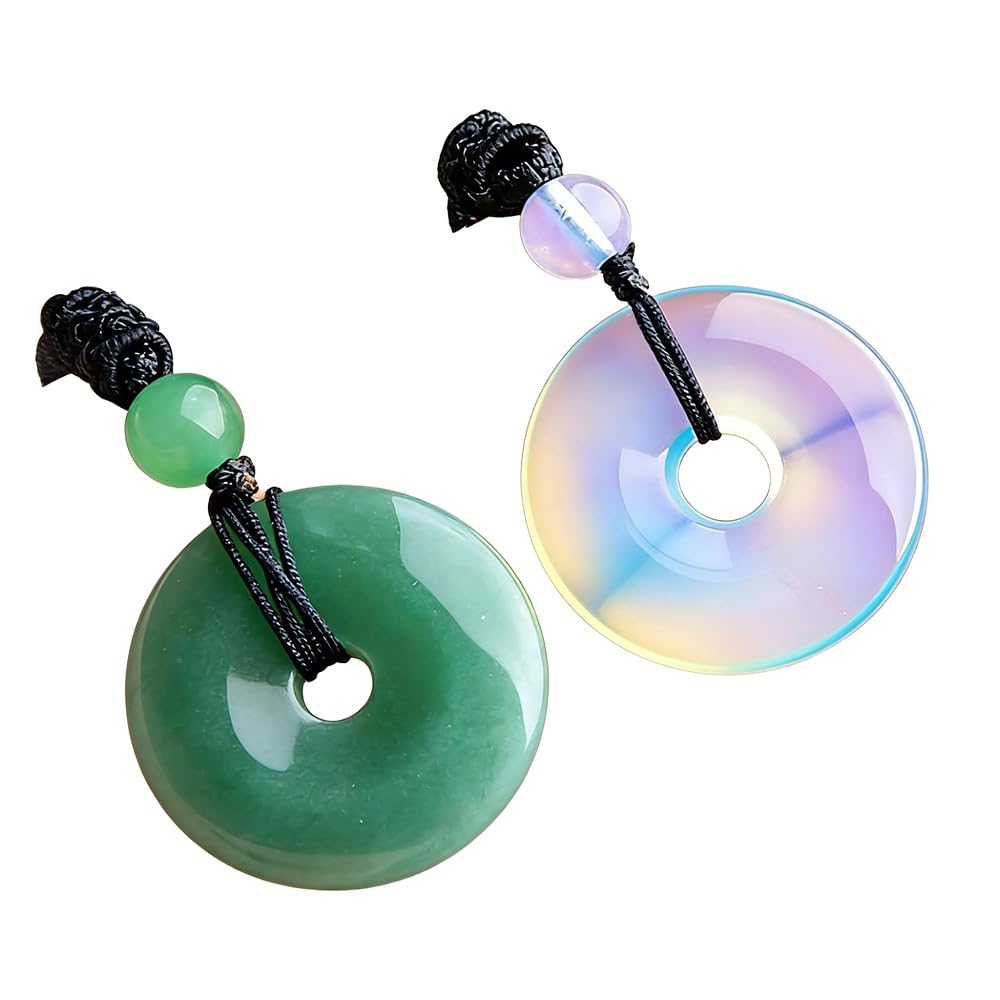 Opexicos 2Pcs 30mm Circle Donut Obsidian Aventurine Tiger Eye and