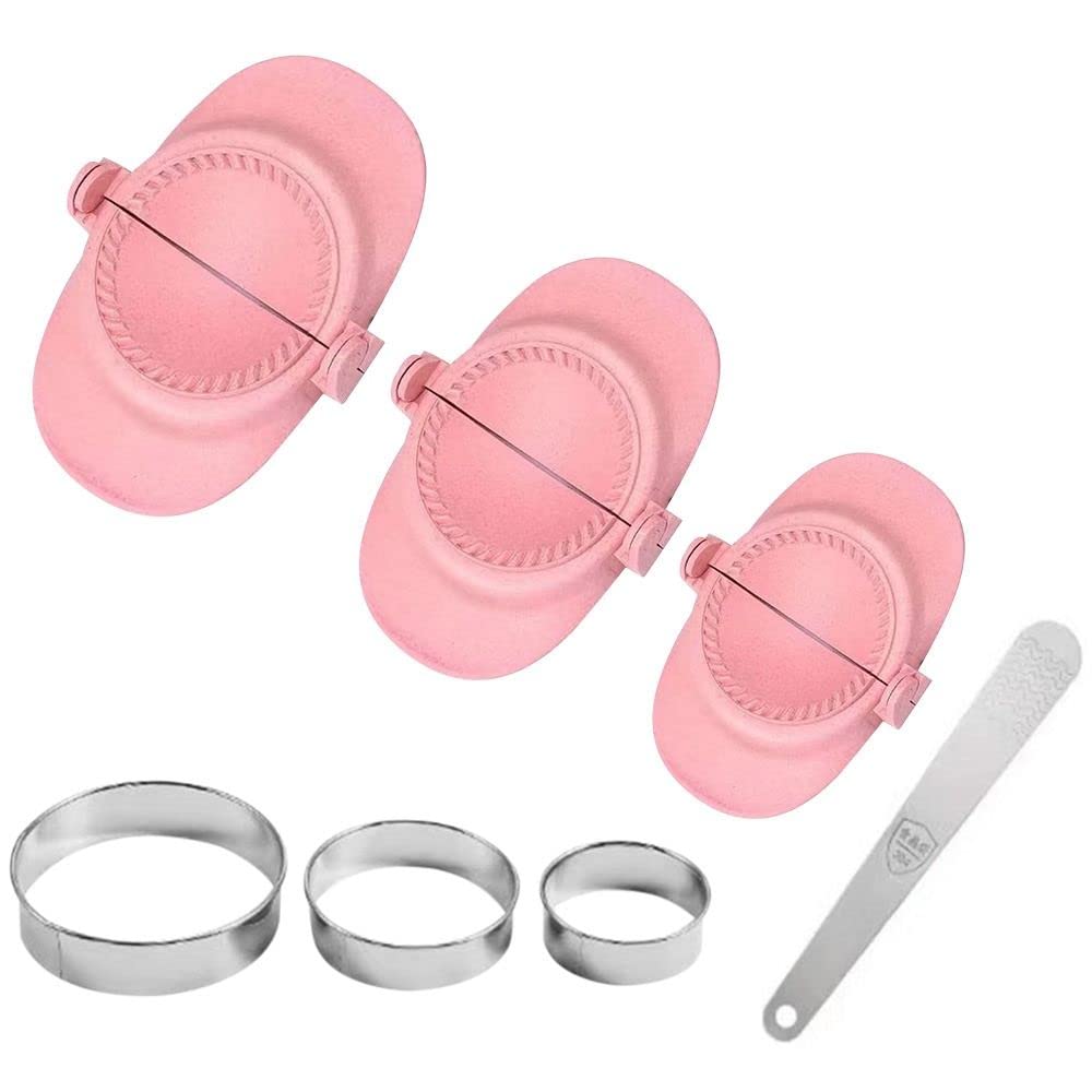 Andy's Orchids 7Pcs/sets Dumpling Maker,Make Dumplings,Dumpling Pressing tool With Ring Cutter and Stuffing Tool,Hand-made Small Skin Press Dumpling Dough Paste Mould Pressers Sets(Pink)