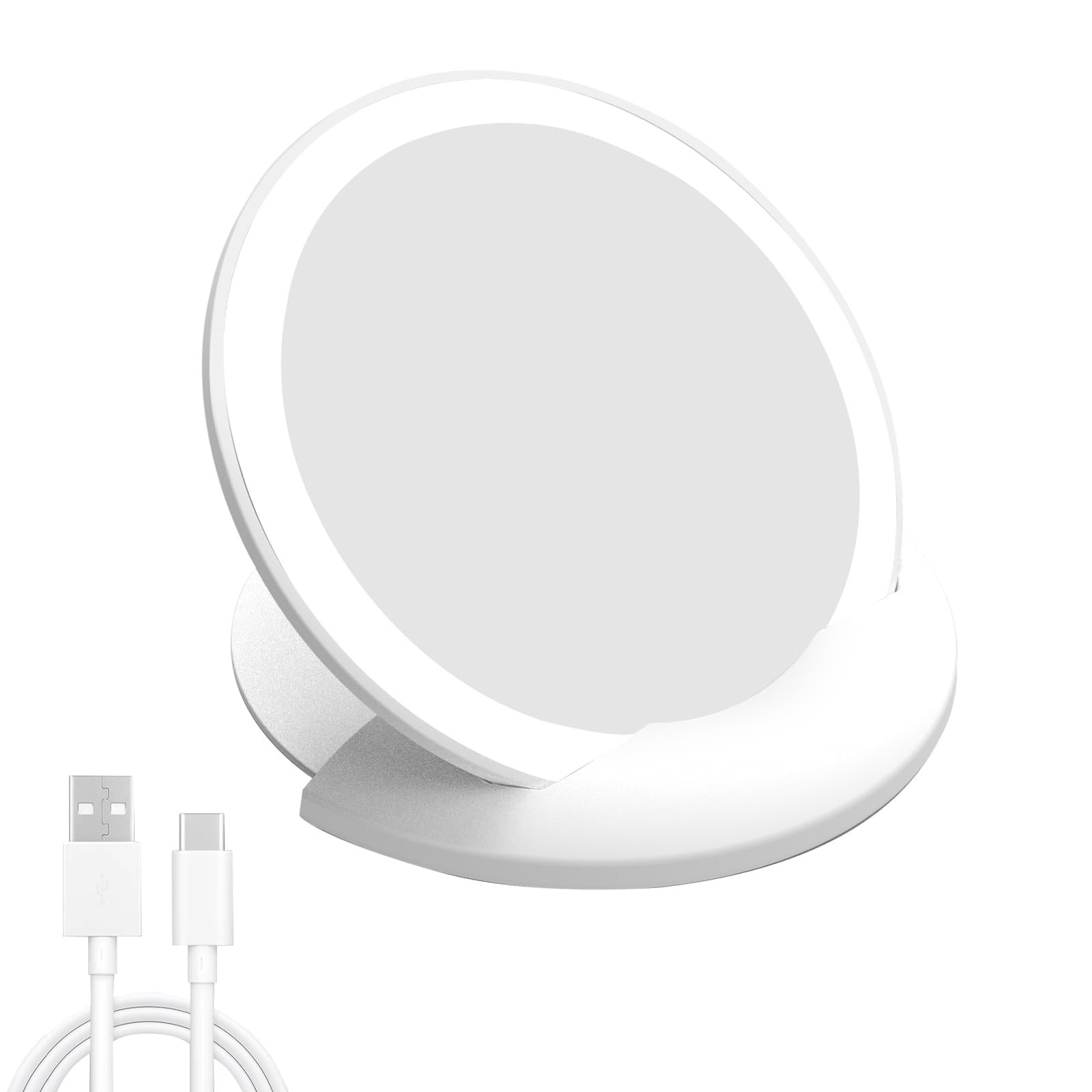 CGBE Espejo de Maquillaje con Luz LED, USB Recargable Espejo de Bolsillo Compacto, Espejo Pequeño para Viajar Portátil