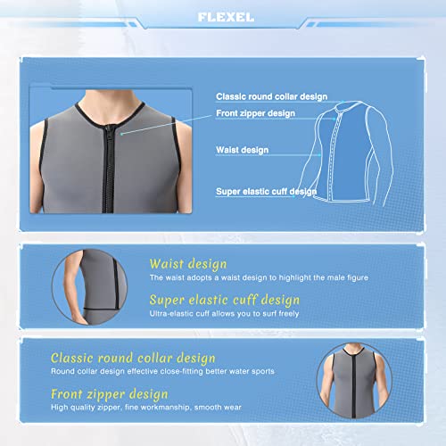 Flexel Wetsuit Tops Men 2Mm, Wet Suit Vest In Cold Water Weather, Sleeveless Wetsuit Neoprene For Surf Swim Snorkeling Canoeing Scuba Kayaking #TOP3