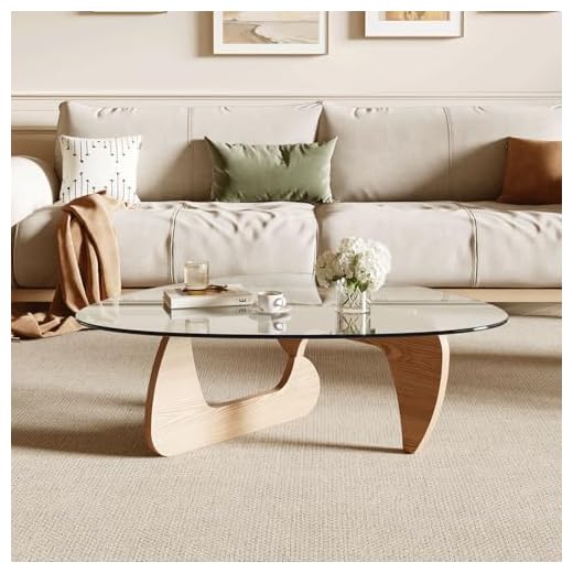 Sleek Glass Coffee Table with Wood Base