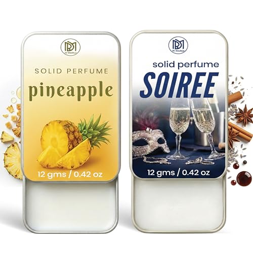 Image of Dr.Mashur Solid Perfume |pineapple&Soiree Alcohol Free Wax Perfume Balm, Long Lasting | Pocket Tin 12g, Pack Of 2| Non Greasy Smooth Glide, Travel Friendly Men And Women