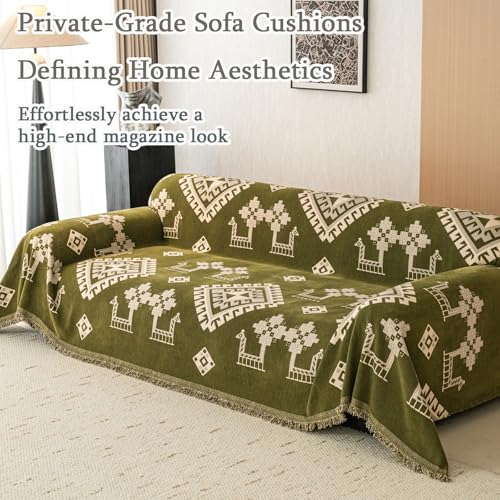 Housse de canapé angle jeté bohème vert 180x230 - 3