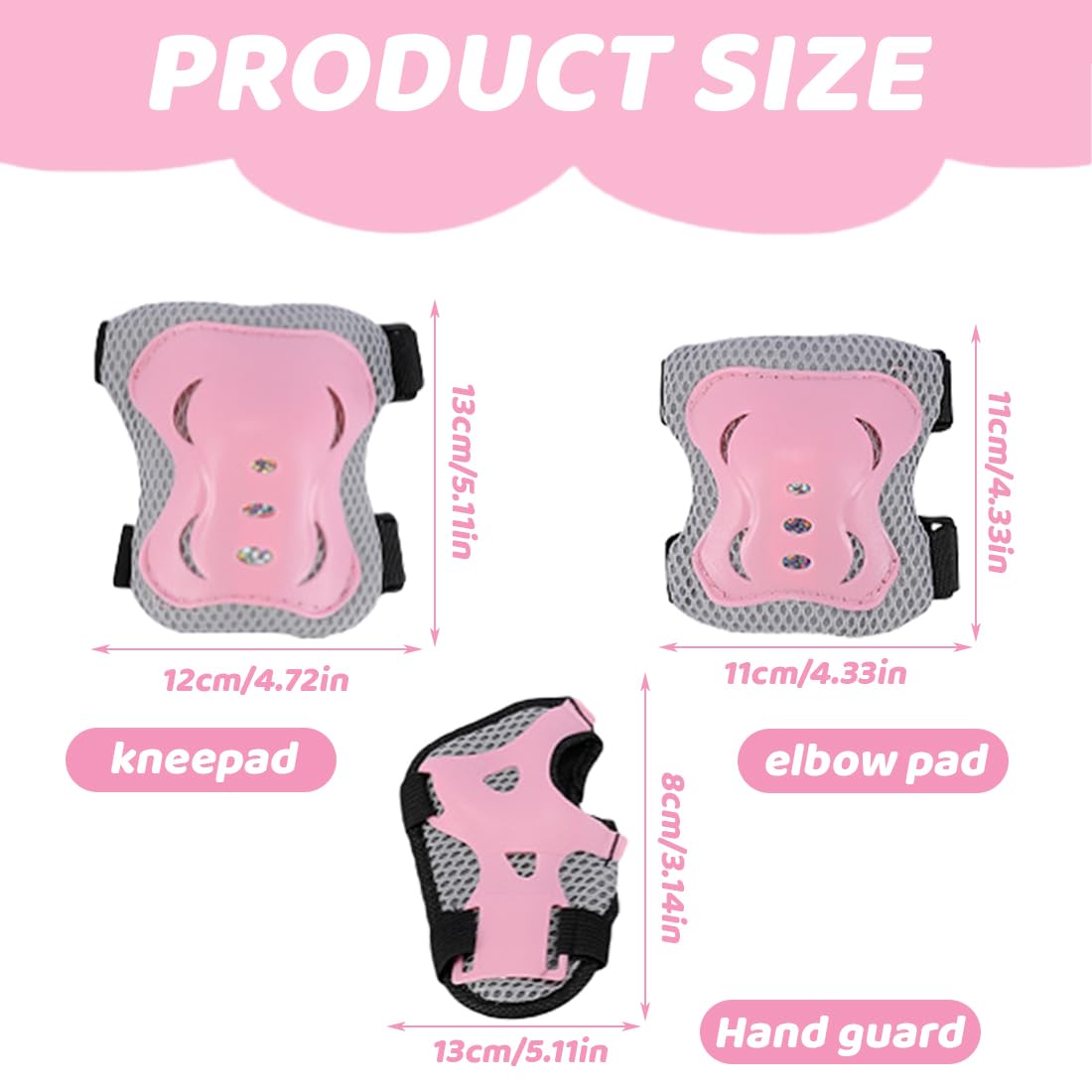 NHQZ Protezione Kit per Bambini, 6 in 1 Ginocchiere Gomitiere Tutore Polso Protezioni Set, Regolabile Attrezzatura Protettiva, Scooter e Rollerblade