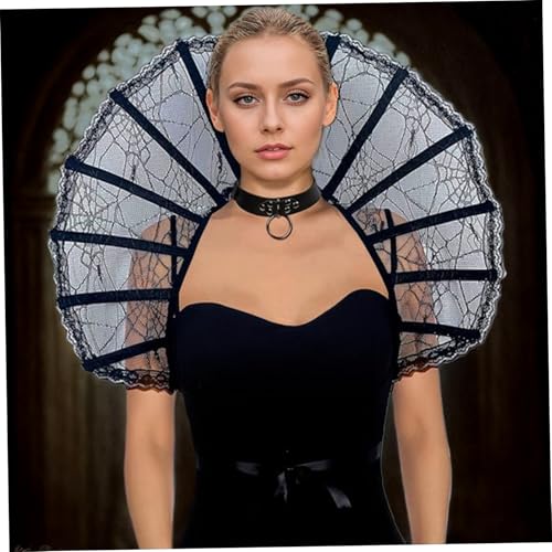 Collar gótico de encaje para complementar disfraces de halloween con correas de corbata 4