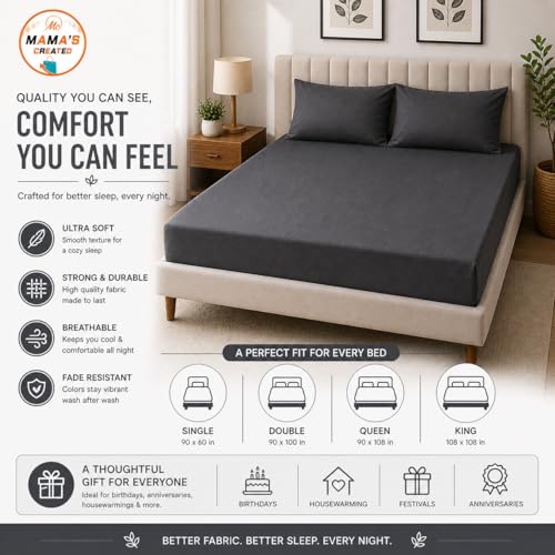 Image of Single Size Bed Sheet - 600 Thread Count Single Flat Sheet Only - Long Staple Egyptian Cotton Top Sheet Wrinkle & Fade Resistant - Dark Gray
