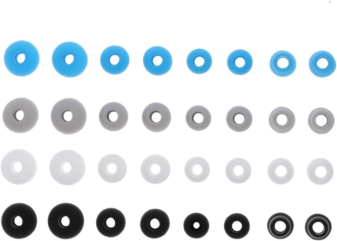 Eartips Replacement 32 Silicone Ear Caps Earbuds Accessory Comfort Fit Black/White/Grey/Blue
