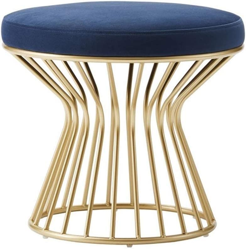 Tabouret bas repose-pieds en fer forgé avec assise rembourrée stable