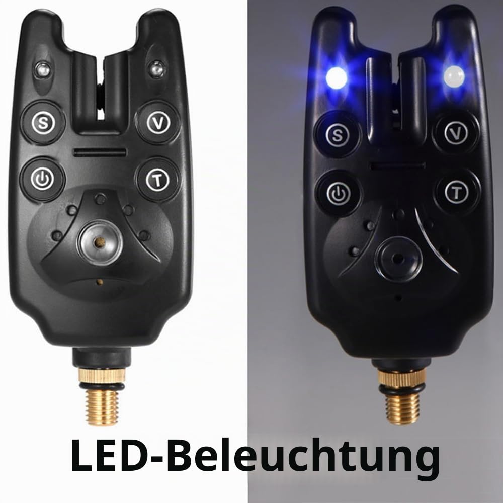 Angeln Bissanzeiger, Angeln Bissanzeiger mit Anzeige LED, Bissanzeiger mit Lautstärke + Tonregler, Karpfen und Hecht Angeln Bissanzeiger, Angeln Bissanzeiger