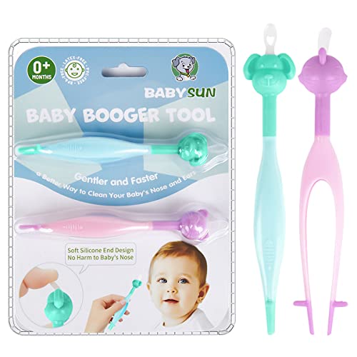 Image of BABYSUN 3 in 1 Baby Booger Remover and Baby Ear Cleaner, Baby Nose Cleaner with Soft Silicone End, Baby Nasal Tweezers Safe Snot Booger Picker for Newborns Infants & Toddlers, BPA Free