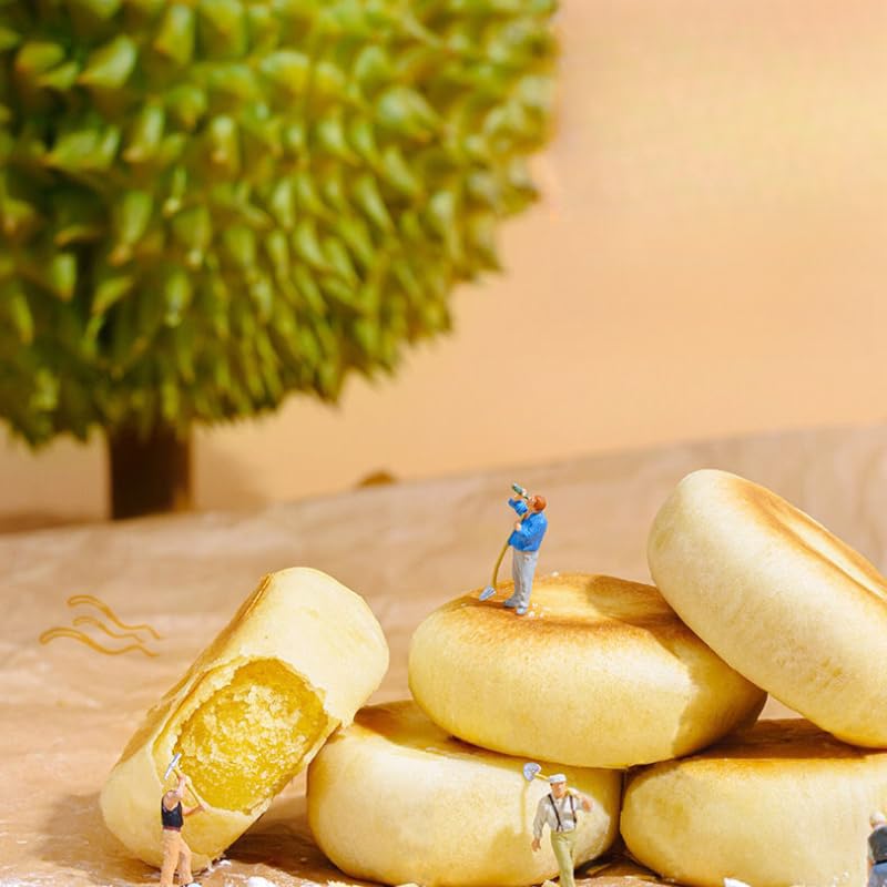 Fresh durian cake, flowing durian jam cake, healthy fruit paste bread 200g/bag, substitute breakfast, instant meals, delicious cookies, Dim sum, sweets gift pack, nutritious pastries (4 bags(16 pcs))