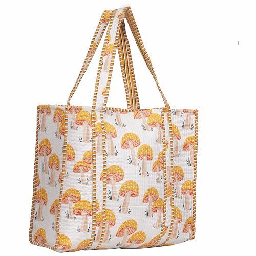 Imagen de INDACORIFY Hermoso bolso de algodón impreso bolso de fin de semana bolso de compras hecho a mano indio bolso étnico baho hippie bolso de hombro