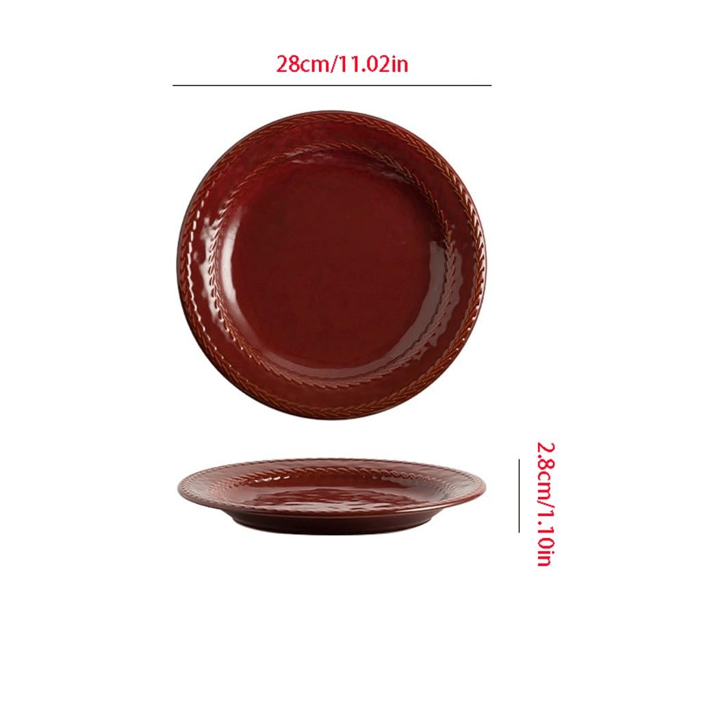 GUERNSEY Bandeja de Frutas Plato Plano Creativo For Carne Doméstica, Plato De Cerámica For Restaurante, Plato De Color Retro Bajo Esmaltado Plato de Frutas