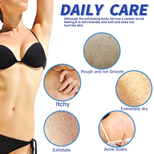 African Exfoliating Net, 4 Pieces African Net Sponge, Nylon African Bath Sponge Net, African Net Long Net Bath Sponge Shower Body Scrubber #TOP4