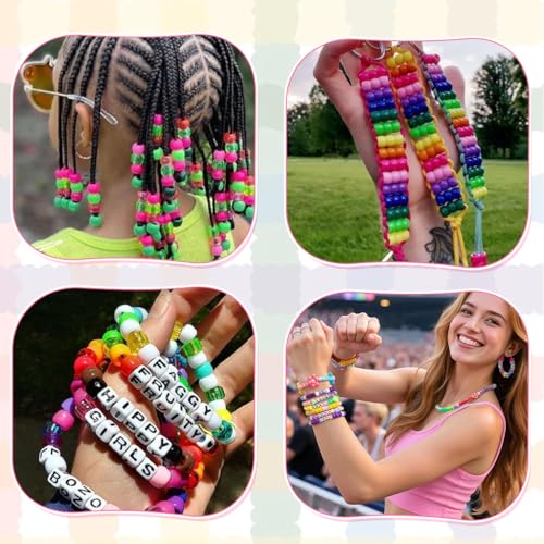 Image of PATPAT 24-Color Pony Beads for Bracelet Making Colorful Alphabet Letter Beads Jewelry Making Craft Kit, DIY Bracelet Making Set for Girls with Charms & Tools for Necklace & Keychain DIY