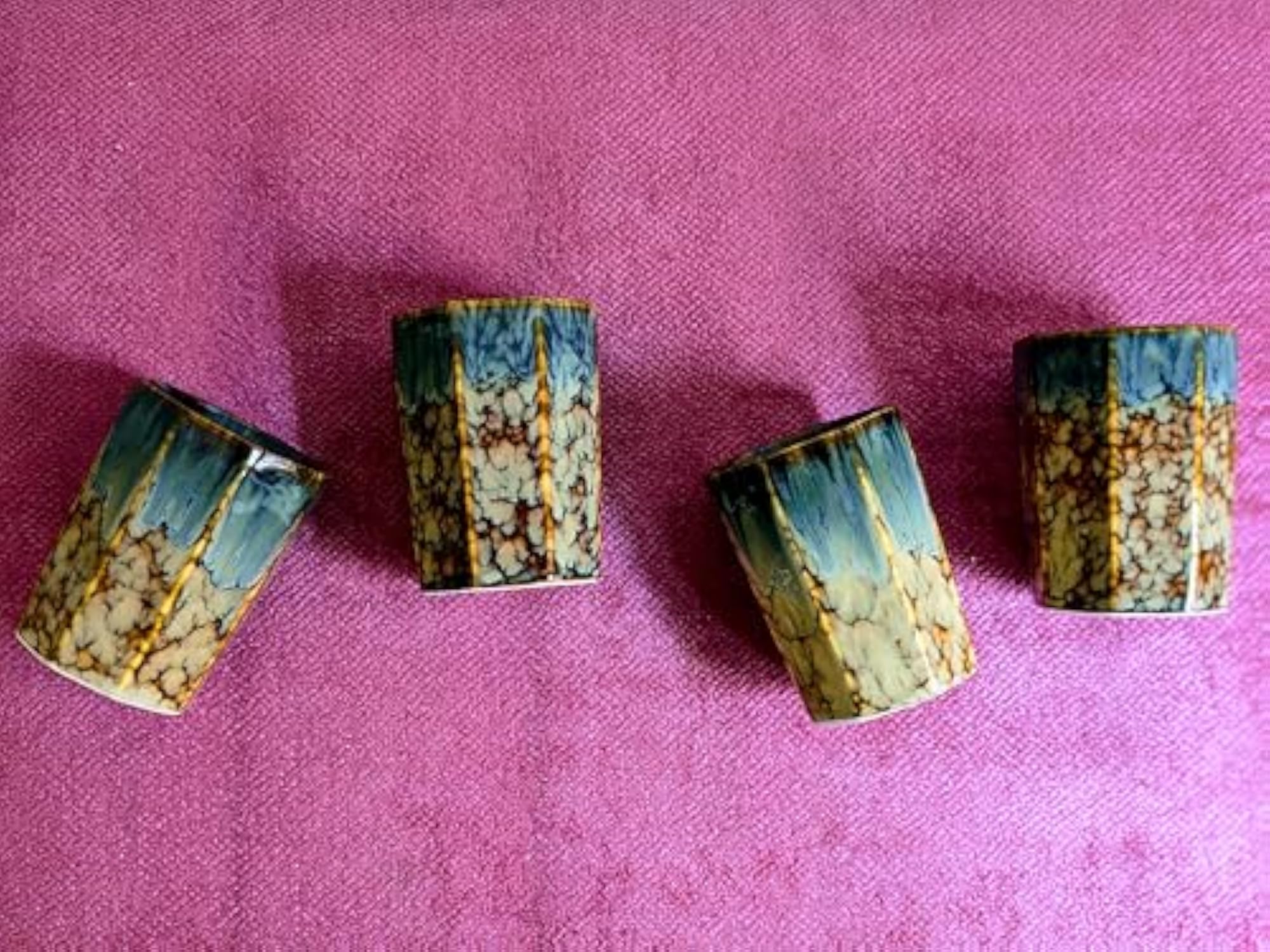 Studio Finish Ceramic Chai Glasses, Marble Effect, Set of 4