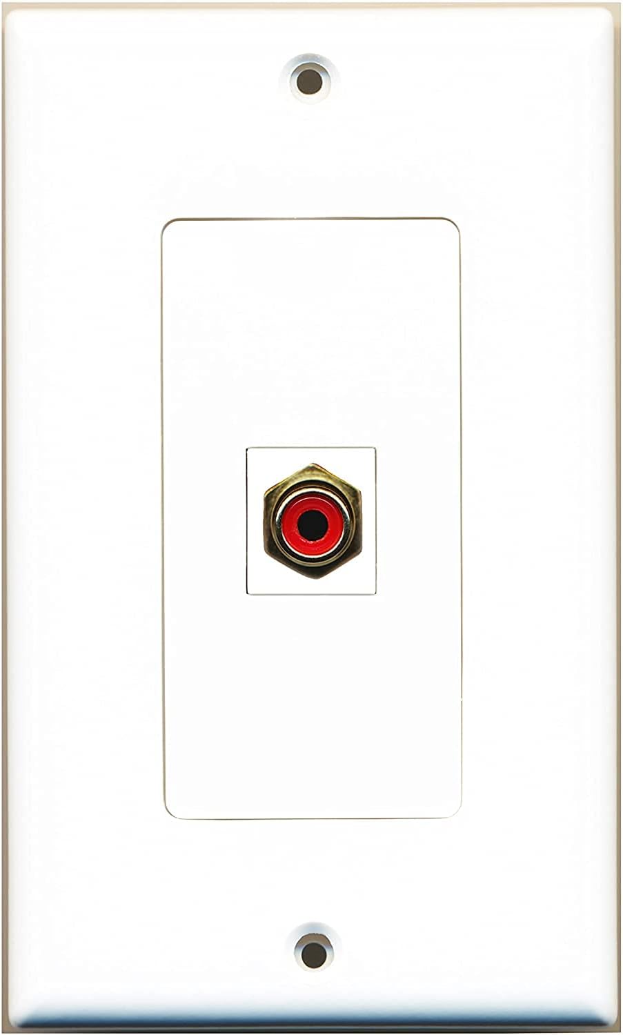 RiteAV - 1 RCA Red for Subwoofer Audio Port Wall Plate Decorative - White