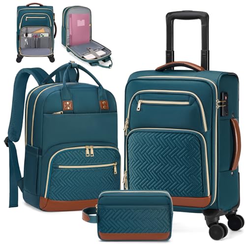 Bagages à main 50,8 cm RAINSMORE, valise cabine 20 inch vert-marron à roues