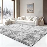 ARNTY Hochflor Teppich, Teppich Wohnzimmer Schlafzimmer Sinderzimmer Flauschiger Waschbarer Anti-Rutsch Extra Große Moderner Teppiche (Hellgrau, 160x230cm)