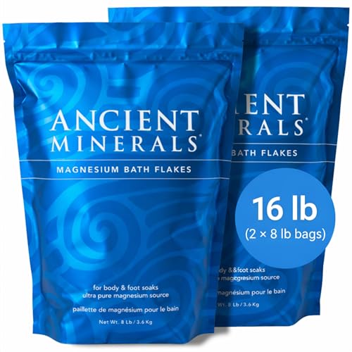 Ancient Minerals Magnesium Bath Flakes Pure Zechstein Magnesium Chloride for Soaking and Whole-Body Replenishment (16 lb)