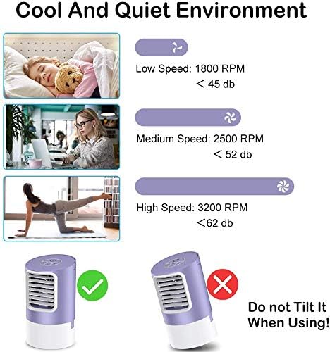 Personal Air Cooler, Mini Space Cooler, Desktop Air Conditioning Fan with 3 Wind Speeds, Compact Evaporative Cooler Air Humidifier, Clean Tank Technology, Perfect for Office Dorm Nightstand