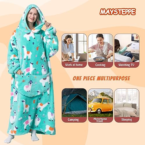 Oversized Blanket Hoodie, Adult Women Sherpa Fleece Wearable Blanket Warm and Cozy Giant Hooded Blanket Fluffy Sweatshirt for Women and Men - Image 3