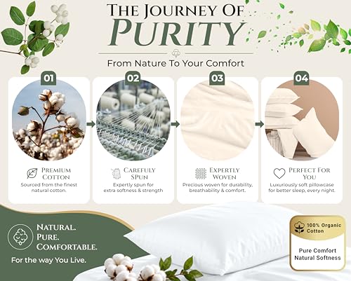 Image of Royale Linens 100% Cotton Pillow Cases Queen Size Set of 2 - Percale Pillowcase - Cream Pillow Cases Super Soft Cooling & Breathable Hotel Cotton Pillowcases, Fits Queen Pillows (20 inchx30 inch, Cream)