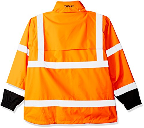Image of Tingley Standard Icon High Visibility Jacket With Attached Hood, Fluorescent Orange-red /Black, 4X-Large