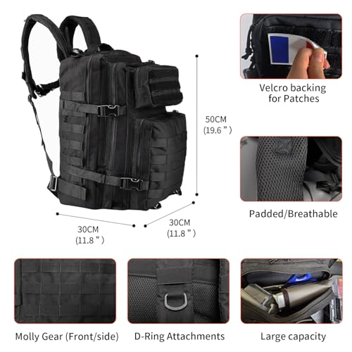 Oreunik 45l military tactical backpack molle waterproof backpack large assault pack for outdoor trekking camping hiking etc