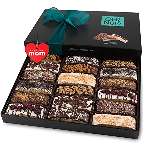 Mother’s Day Biscotti Cookies Gift Basket | Gourmet Holiday Chocolate Food | Unique Gift Idea For Him or Her, Birthday, Anniversary, Corporate Tray | Snacks for Men, Women – Oh! Nuts