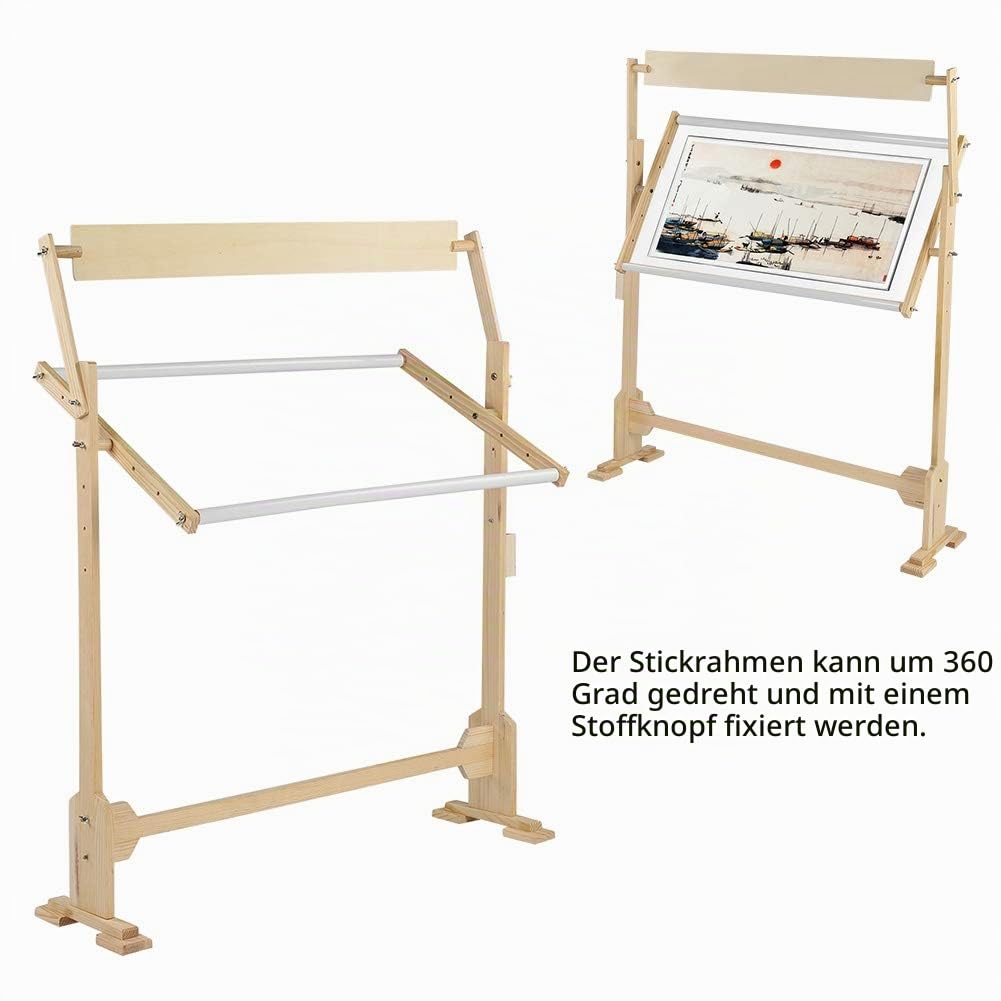 Stickständer, Stickrahmen aus Holz, 360 Grad Rotation Kreuzstichrahmen, Holzrahmen für Stickereien, Verstellbare Holz Stick Rahmen Stickstander Halterung, zum Nadelspitze Nähen Handwerk