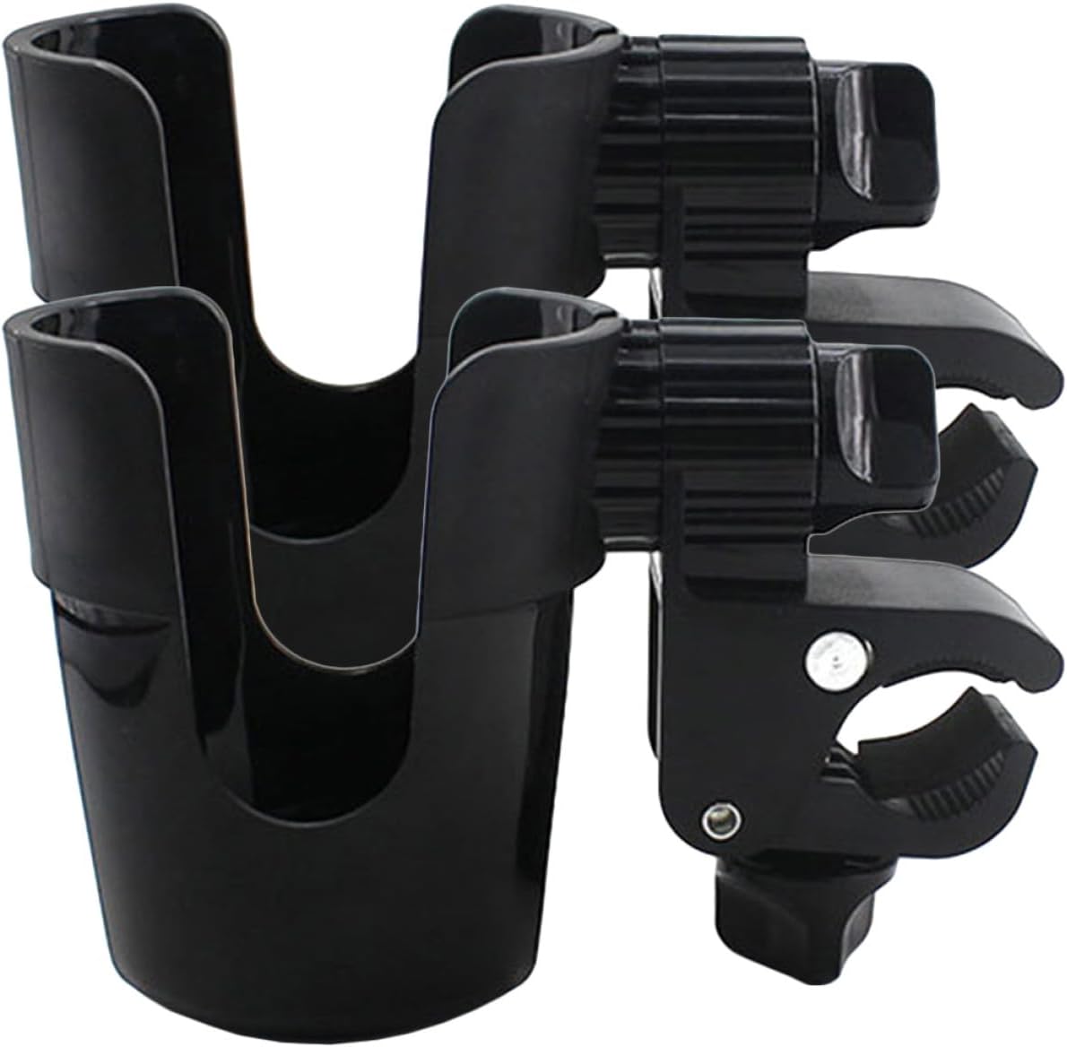 TOYANDONA 2pcs Stroller Drink Cup Holder and Handlebar Bottle Clamp Set for Pushchair and Wheelchair, Rotatable Milk Bottle Rack for Accessories
