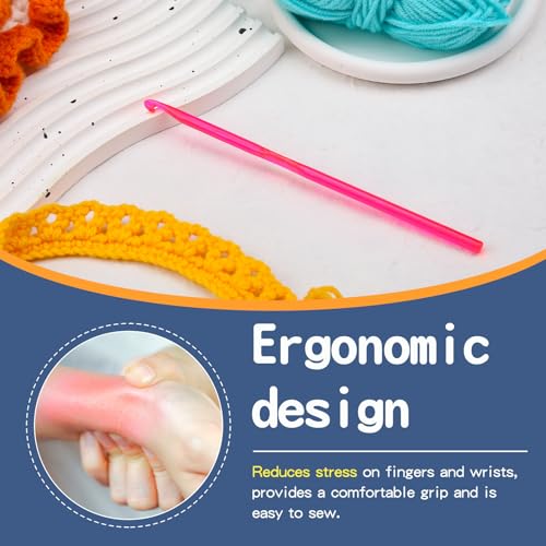 Image of QMNNMA 5 mm Crochet Hook, Ergonomic Crochet Hooks, Crochet Needles | Ergonomic Handle for Arthritic Hands, Colorful Transparent Crochet Hook for Beginners and Crocheting Yarn