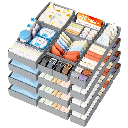 DIMJ Drawer Organizer Clothes 28 Pack - Foldable Baby Organizers