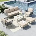 MFSTUDIO 7-Seat Rope Patio Furniture Set with Cushion