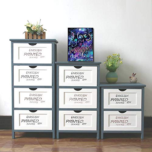 5D Diamond Painting Kit For Adults And Kids,Diy "I Love You To The Moon And Back Quote" Round Drill Embroidery Art Kits For Home Wall Décor ,Gift Craft 16X12In #TOP1