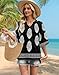 WIHOLL Boho Cute Summer Tops for Women 3/4 Sleeve Dressy Casual V Neck Fashion 2026 Business Work Outfits Beach Holiday Coverup Blouses Fall Black S